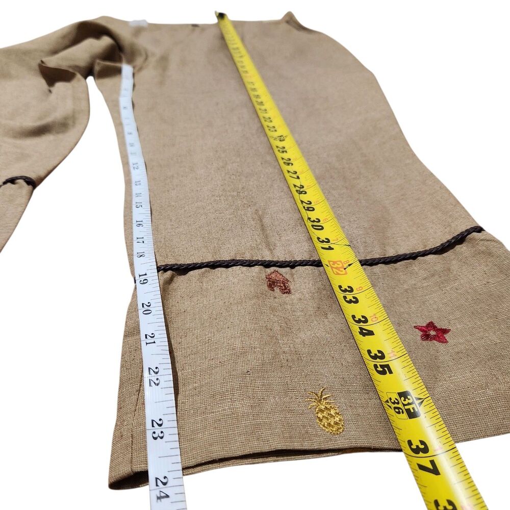 E.l.c.c Set Top Pants Size Medium/Large Brown Embroidered Silk-Linen-Rayon. - Picture 3 of 15